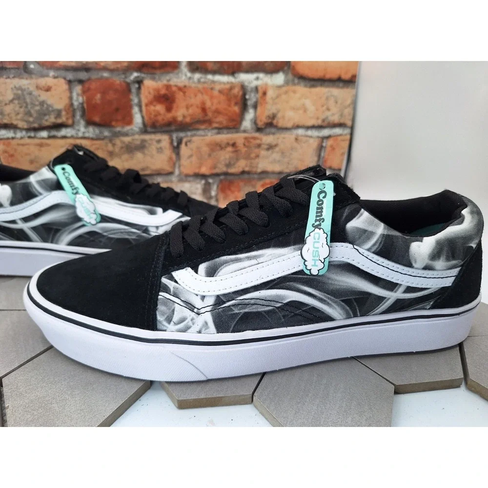 Men Sz 12 Vans Old School Comfy Cush Black White Swirl Sneakers CC After Dark - Picture 3 of 11